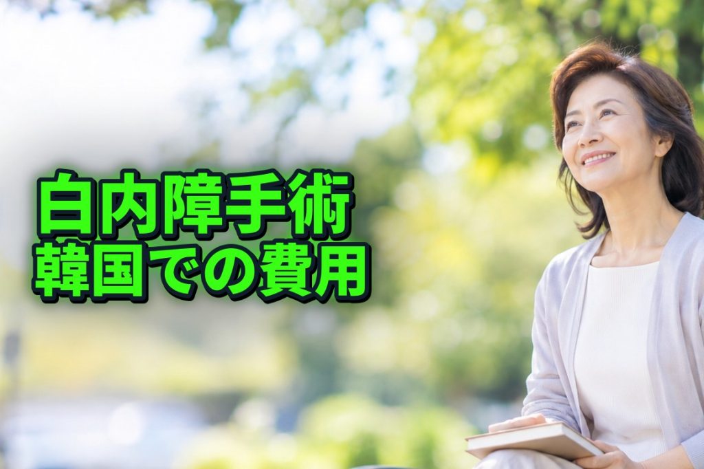 韓国の白内障手術費用 — ノートを手に公園のベンチでくつろぐ60代の女性